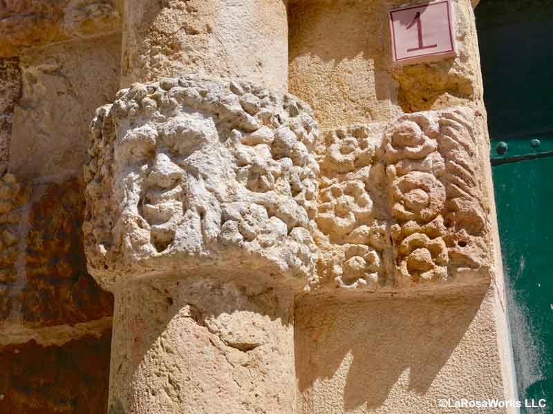 Detail of a sculpture on a historic building in Polizzi Generosa.
